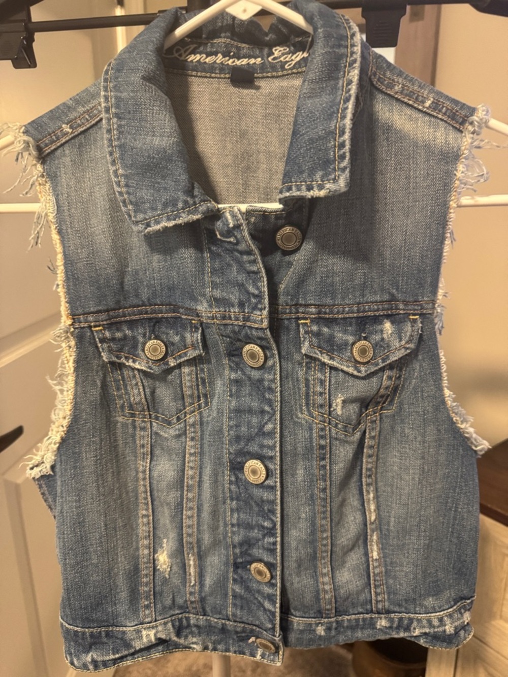 American Eagle Outfitters Blue Denim Vest - Women's Medium